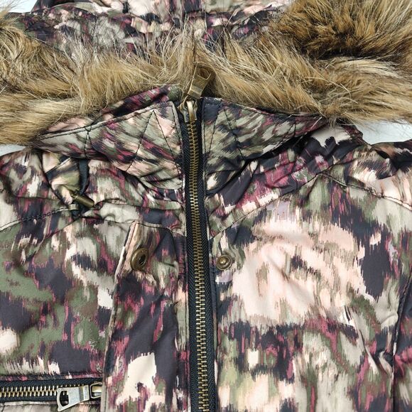 New York & Company Floral Camo Adjustable Waist Puffer Jacket Size L Outdoor - Picture 4 of 13